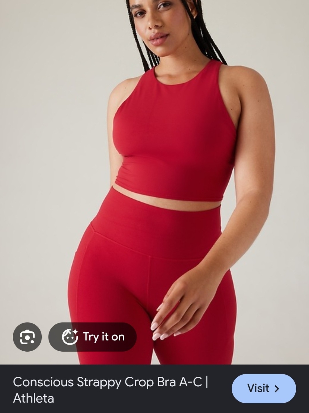 Athleta Concious Red High-Neck Crop Tank Xl